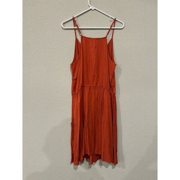 Elings Women's Spaghetti Strap Tiered A-Line Midi Dress Orange Size L NWT - Picture 2 of 5